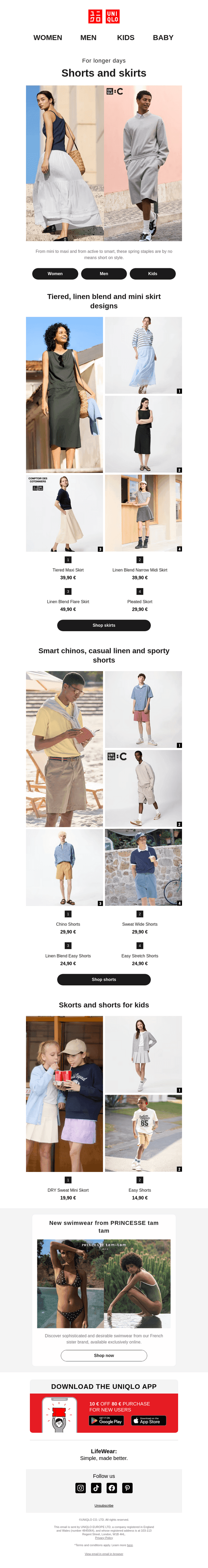 Shorts and skirts for spring