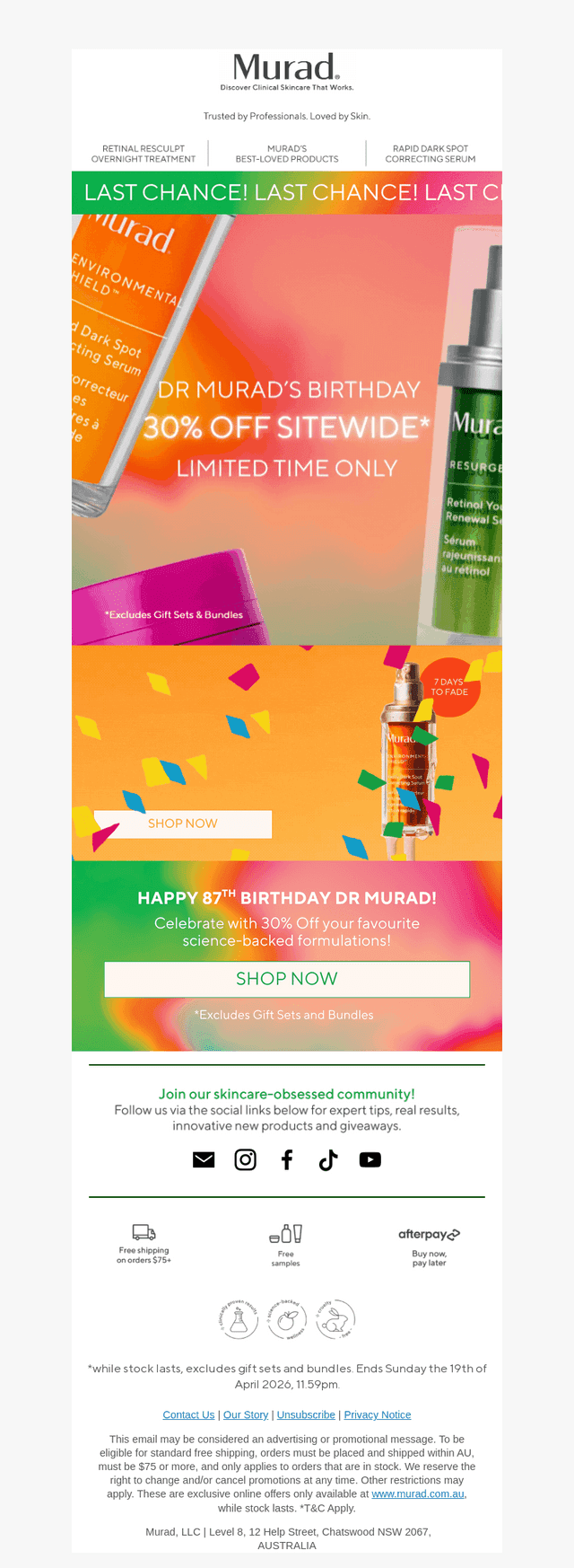 30% OFF SITEWIDE*, LAST CHANCE!