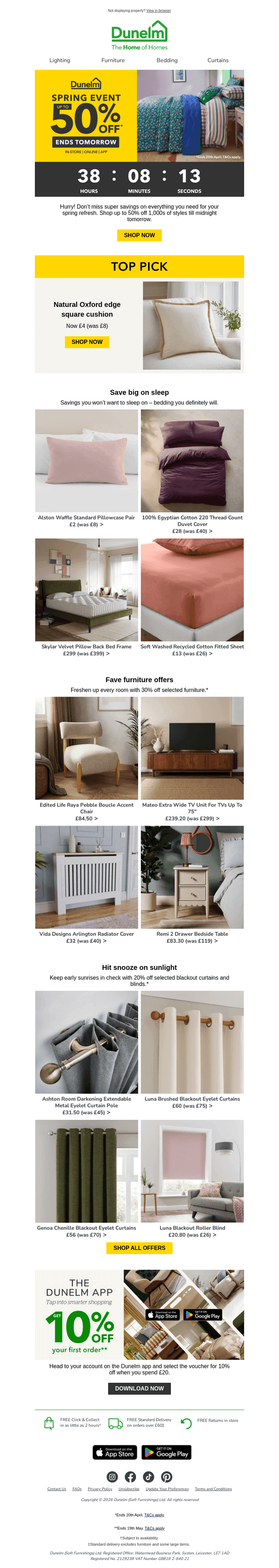 Dunelm email from Sun, Apr 19, 2026