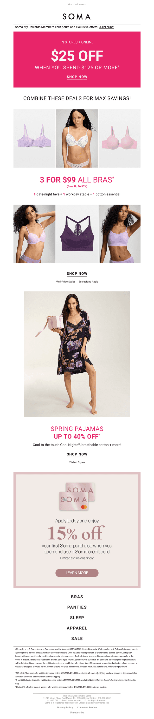 SURPRISE! $25 OFF + 3/$99 bras