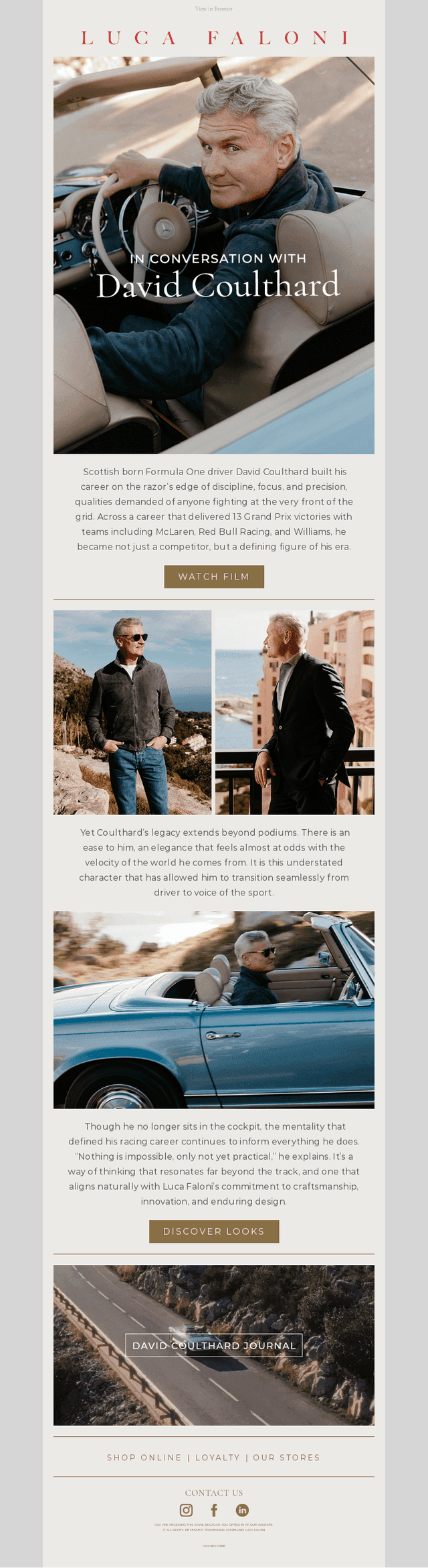 David Coulthard for Luca Faloni