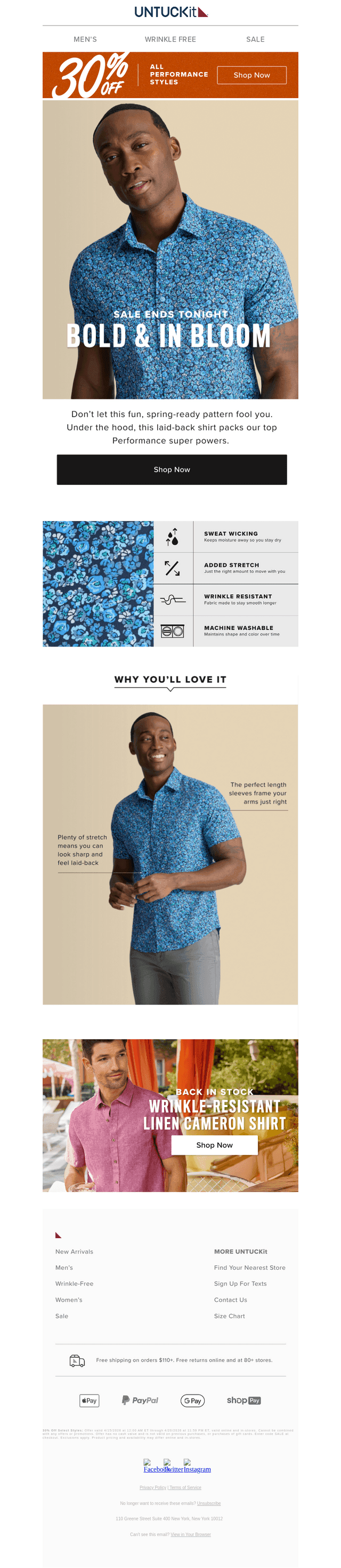 Ends Tonight: 30% Off Performance | Must-Have Spring Prints 🌺