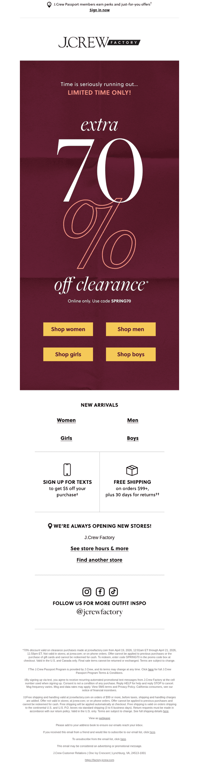 The clock is ticking: Extra 70% off clearance