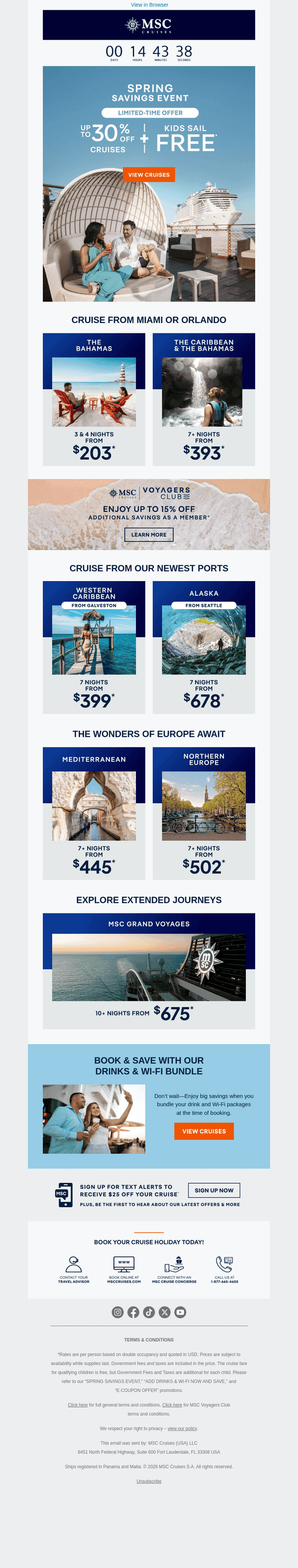 MSC Cruises email from Mon, Apr 20, 2026