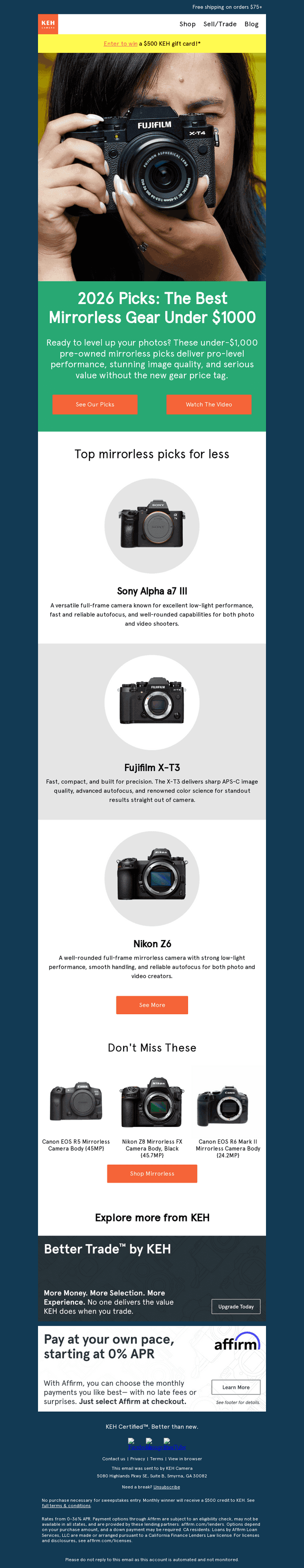 Mirrorless cameras you need, under $1000 📸