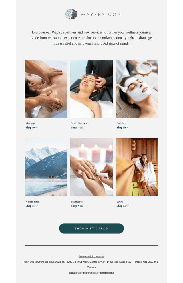 WaySpa email from Mon, Apr 20, 2026
