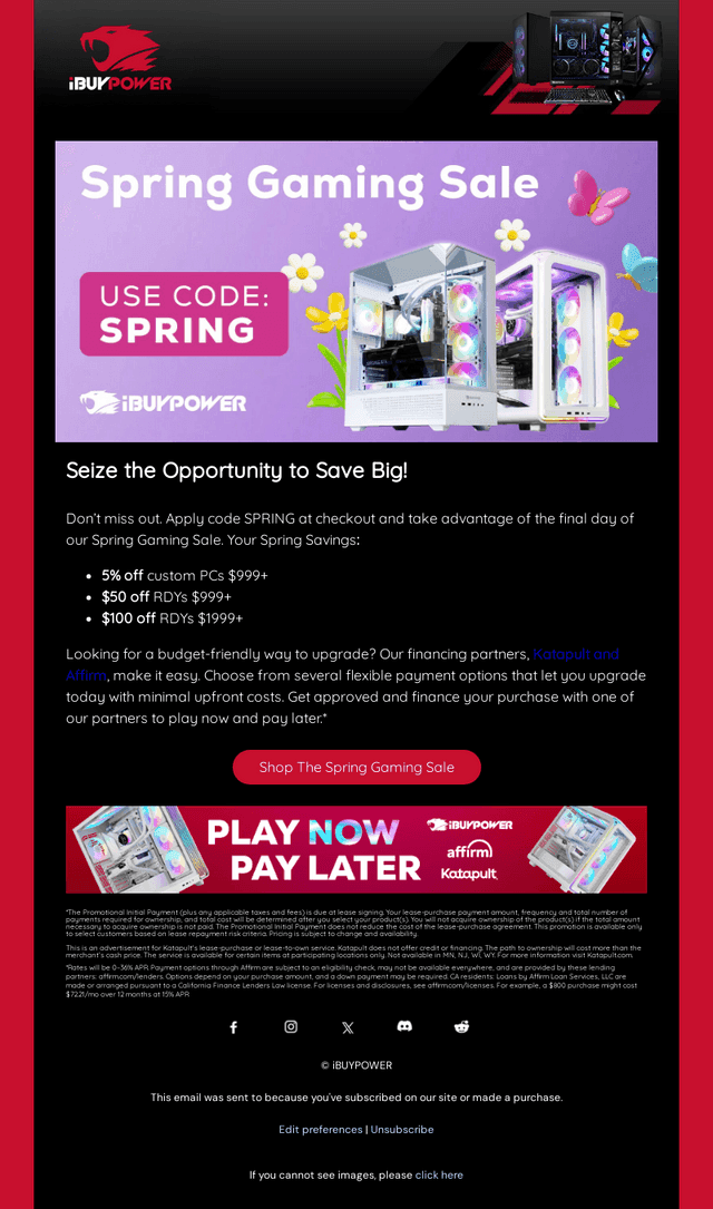 iBUYPOWER email from Mon, Apr 20, 2026