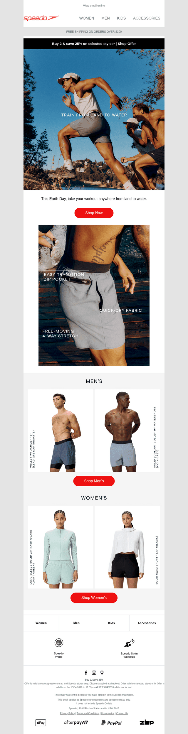 Speedo Australia email from Mon, Apr 20, 2026