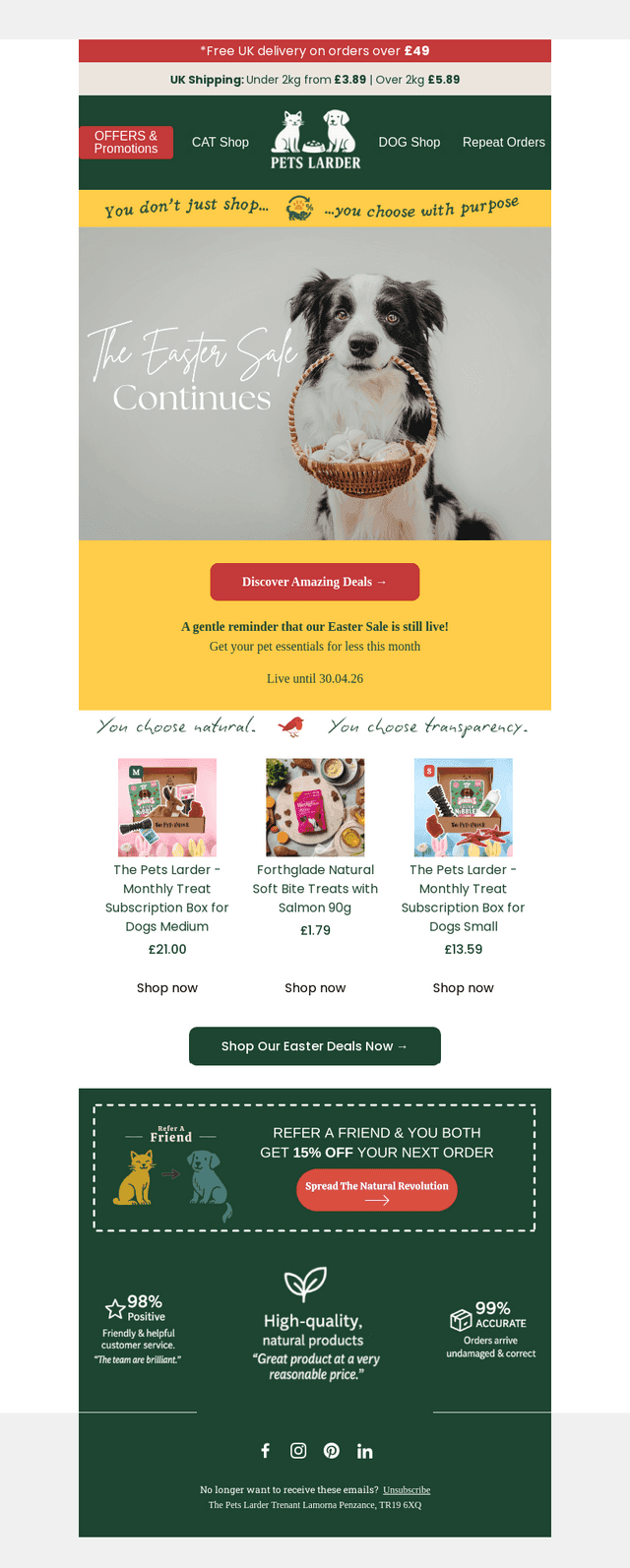 The Pets Larder email from Tue, Apr 21, 2026