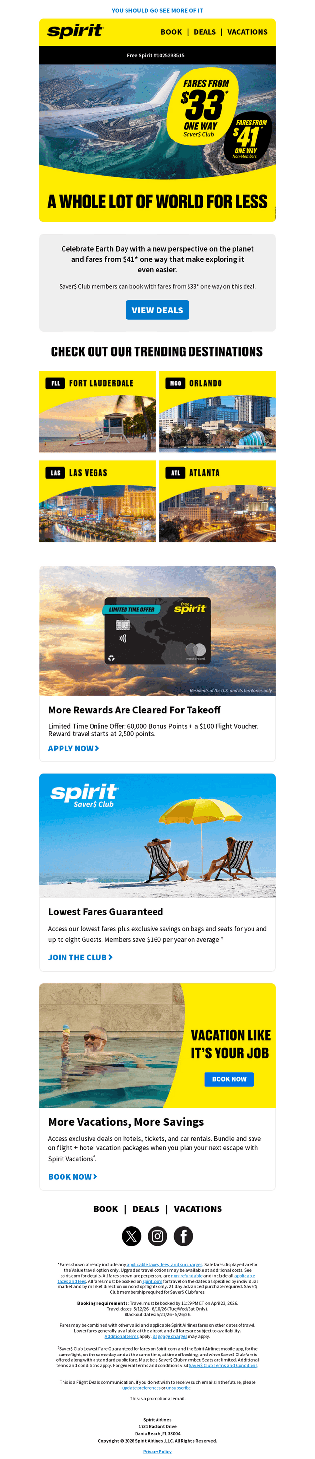 Spirit Airlines email from Tue, Apr 21, 2026