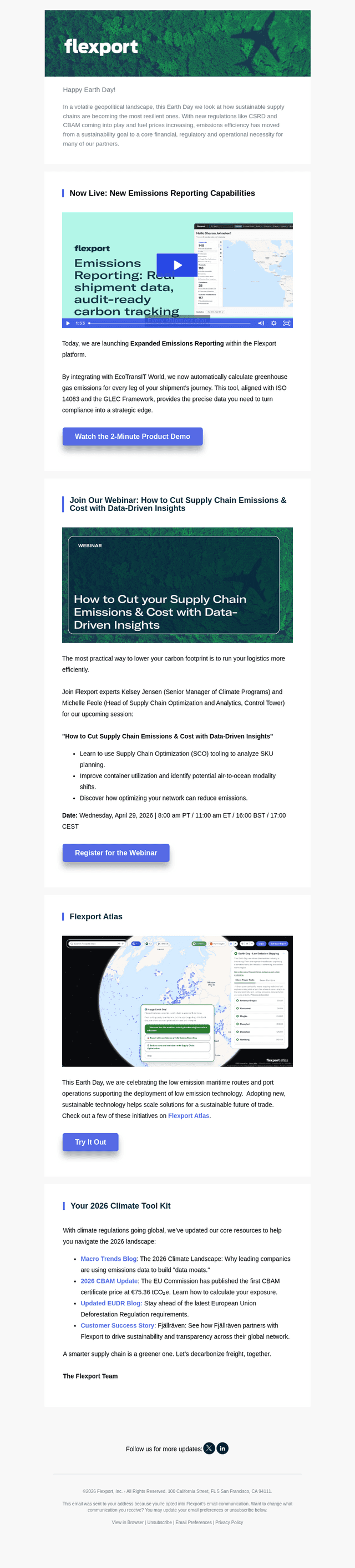 Flexport email from Wed, Apr 22, 2026