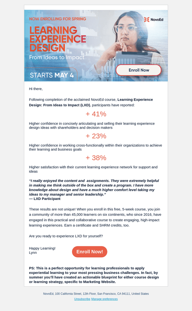NovoEd email from Wed, Apr 22, 2026