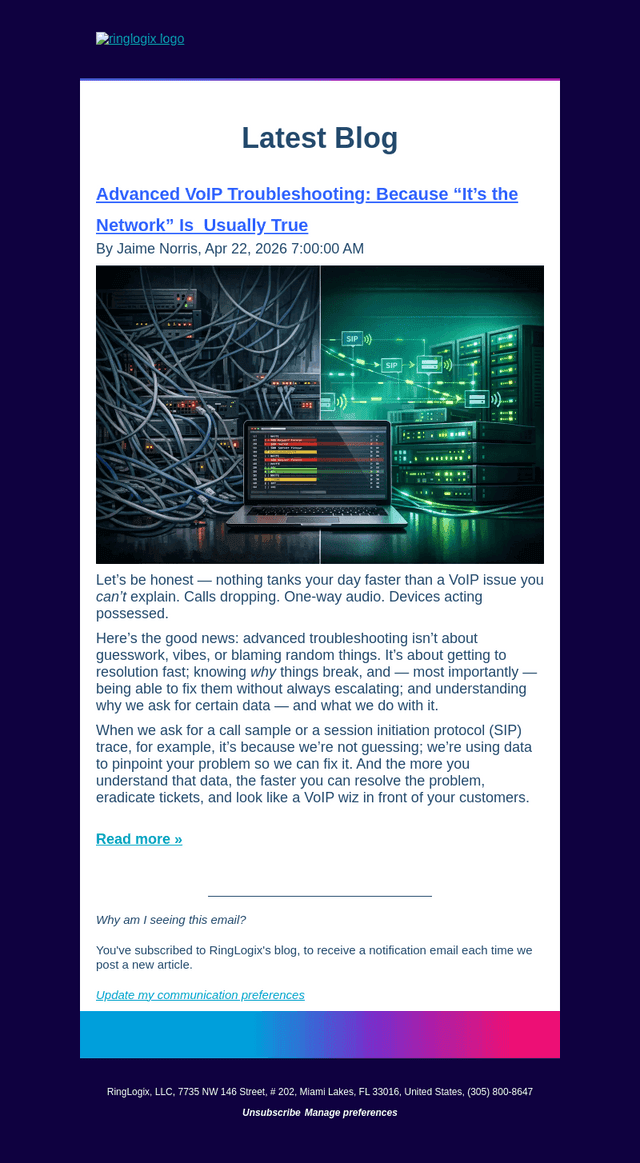 Advanced VoIP Troubleshooting: Because “It’s the Network” Is  Usually True