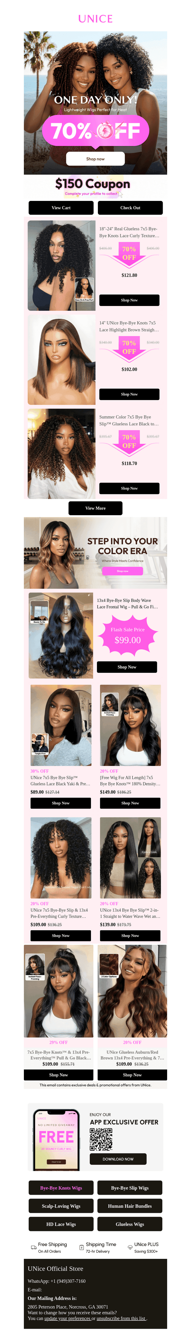 70% Off Summer Wigs Today Only
