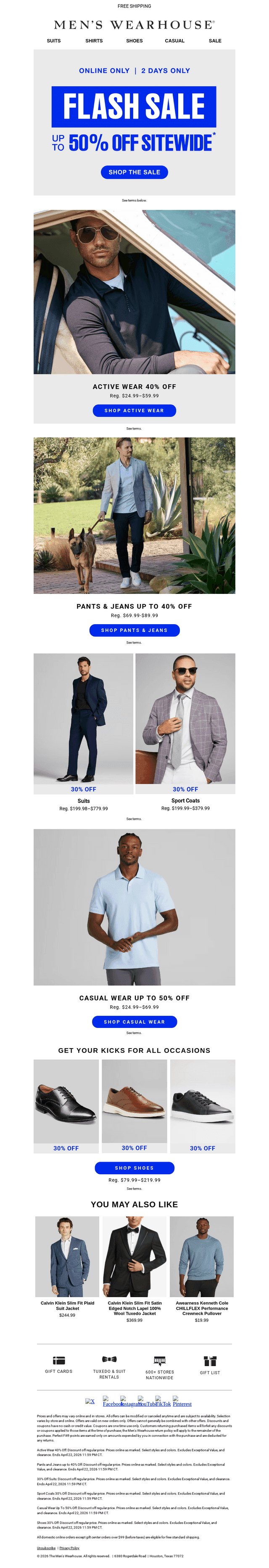 Men's Wearhouse email from Wed, Apr 22, 2026