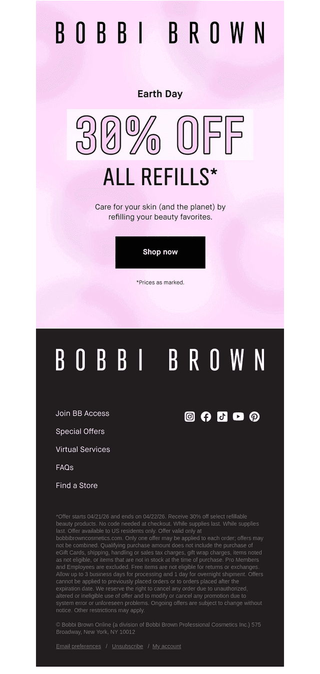 Bobbi Brown Cosmetics email from Wed, Apr 22, 2026