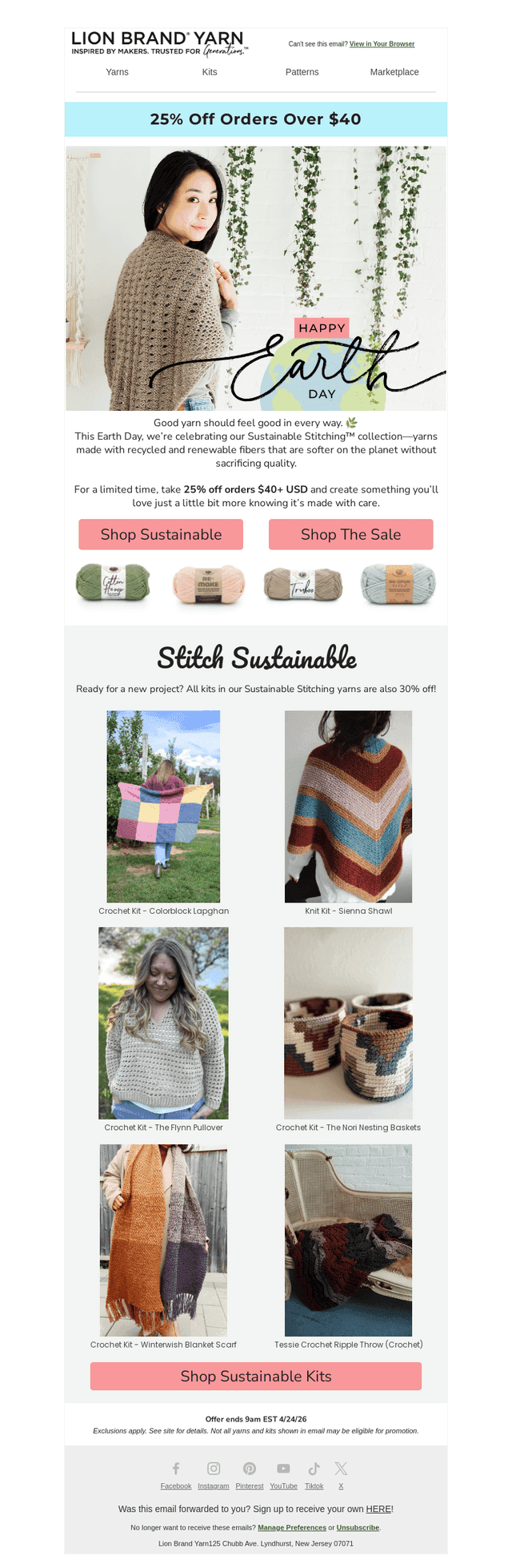 Lion Brand Yarn email from Wed, Apr 22, 2026
