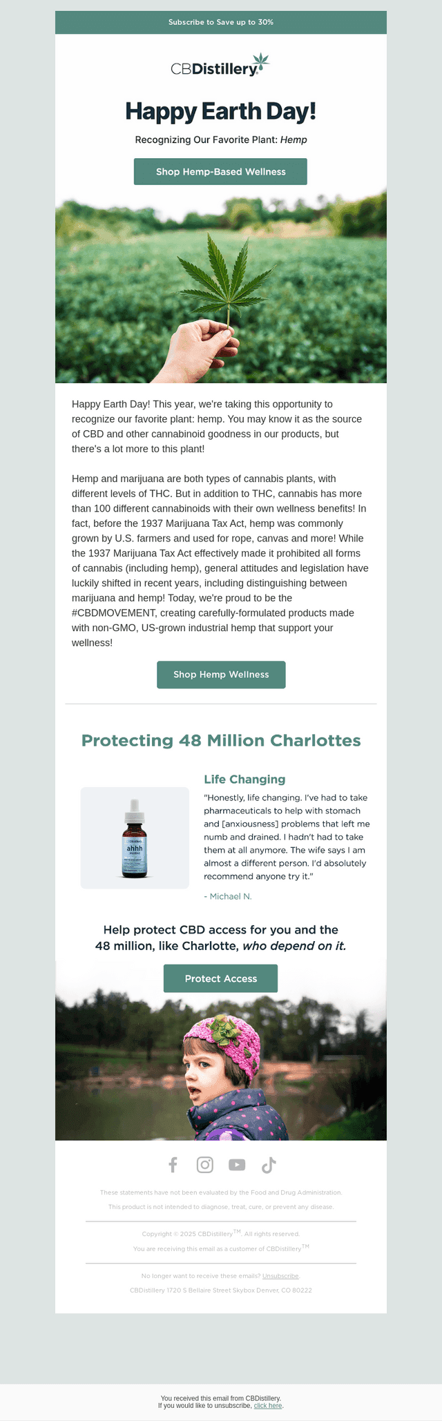 The CBDistillery email from Wed, Apr 22, 2026