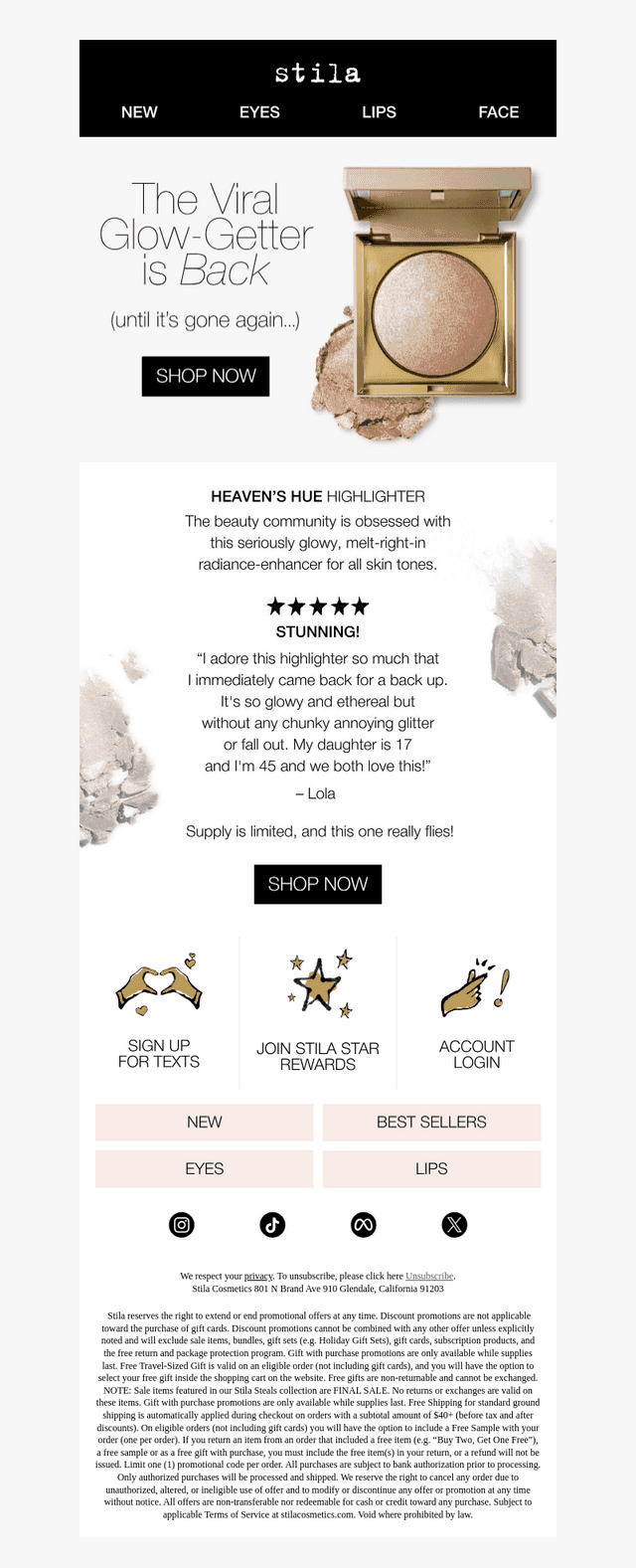 Stila Cosmetics email from Wed, Apr 22, 2026