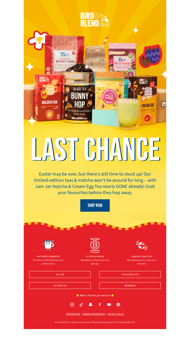Bird & Blend Tea Co. email from Wed, Apr 22, 2026