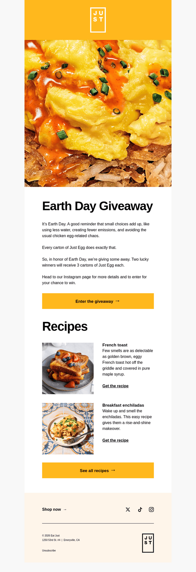Eat JUST email from Wed, Apr 22, 2026