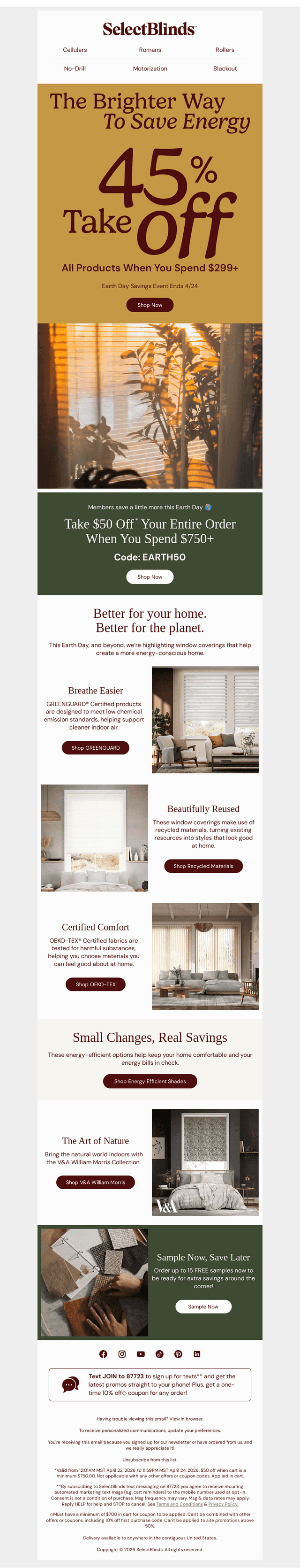 Select Blinds email from Wed, Apr 22, 2026
