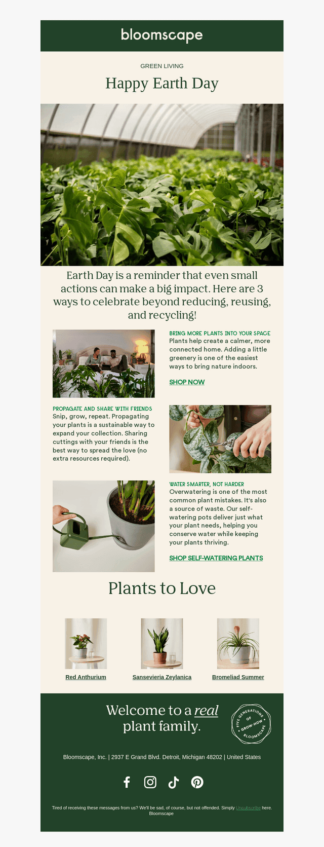 Bloomscape email from Wed, Apr 22, 2026