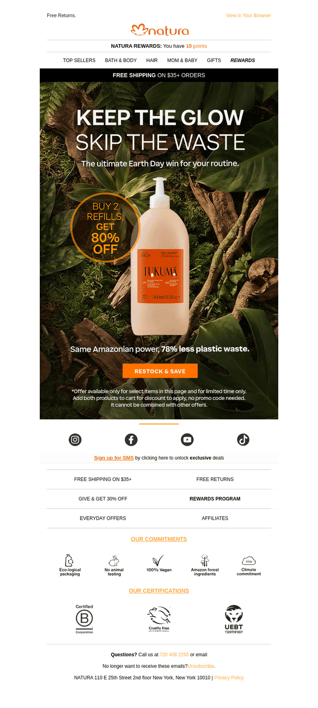 NaturaBrasil US email from Thu, Apr 23, 2026