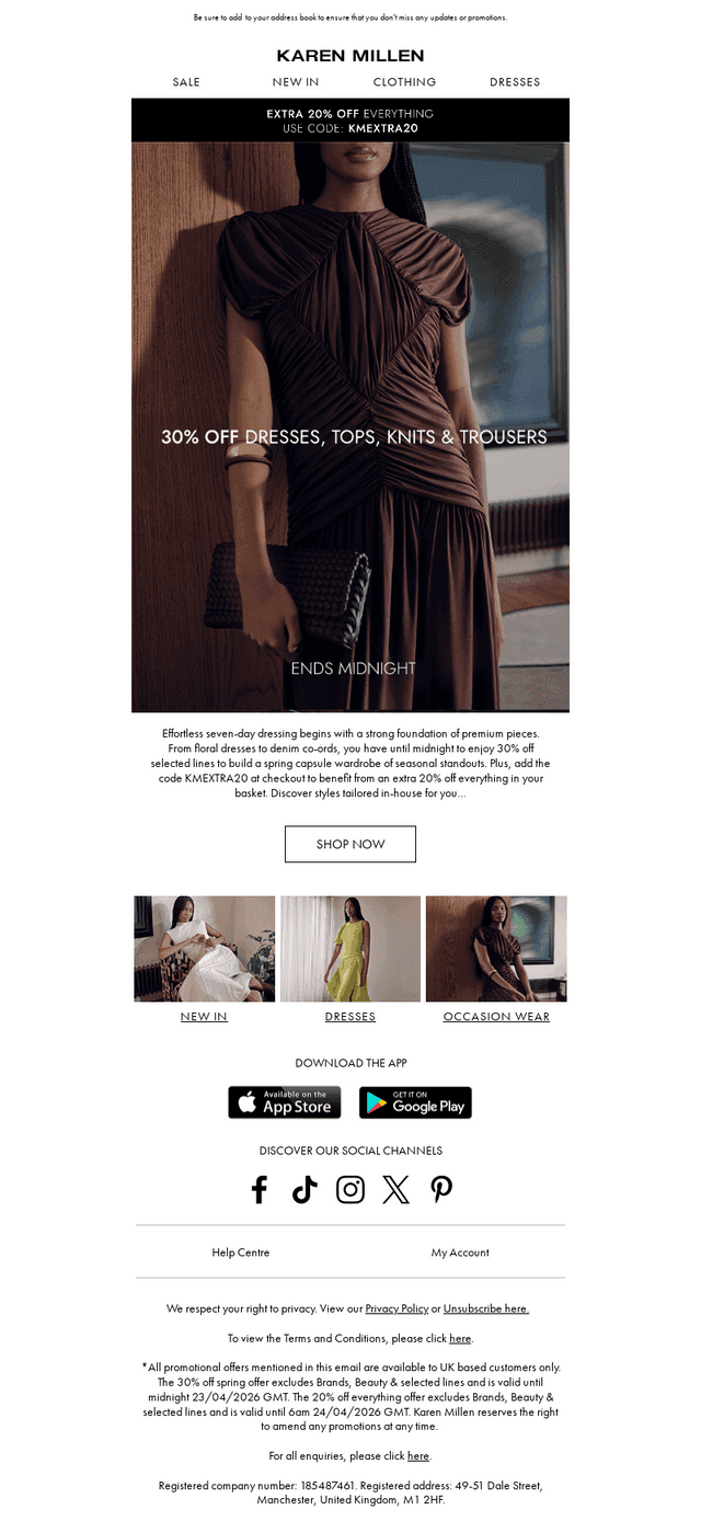 Ends Midnight | 30% Off Selected Lines