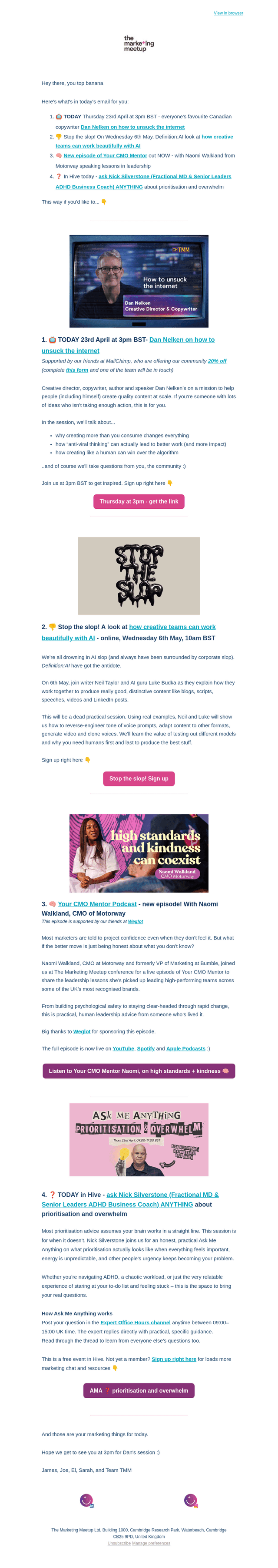 The Marketing Meetup email from Thu, Apr 23, 2026