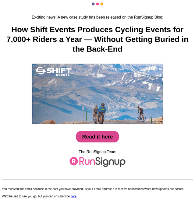 RunSignUp email from Thu, Apr 23, 2026