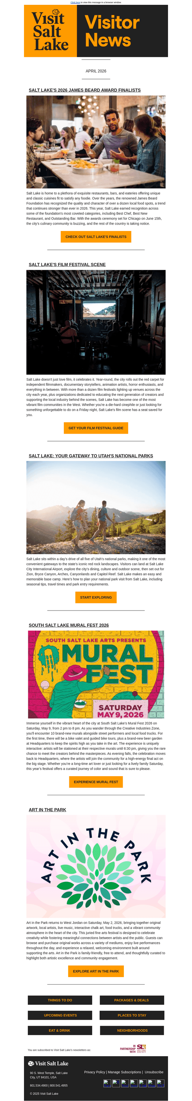 Visit Salt Lake email from Thu, Apr 23, 2026