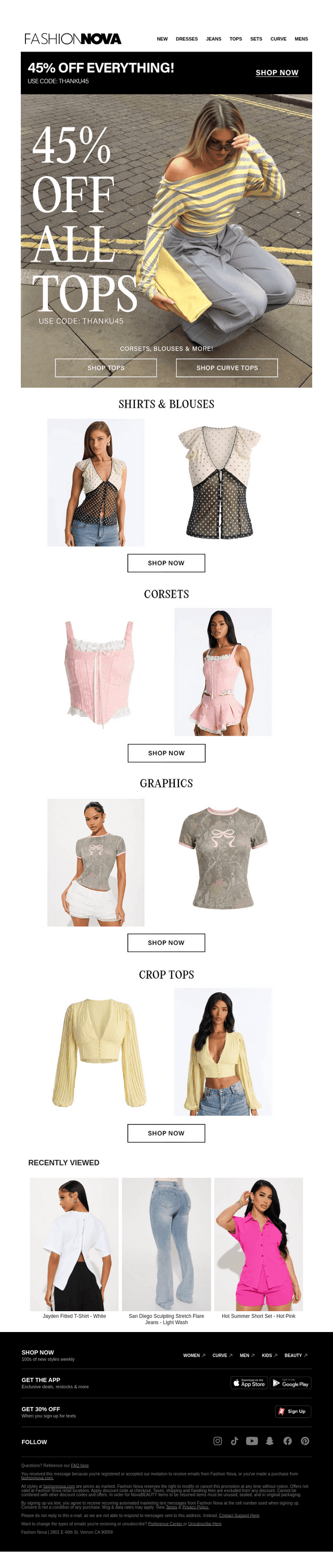 45% Off ALL Tops! Code: THANKU45 🤩