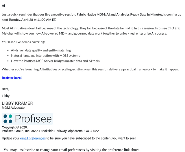 RE: Join Profisee CTO Live: Fabric Native MDM