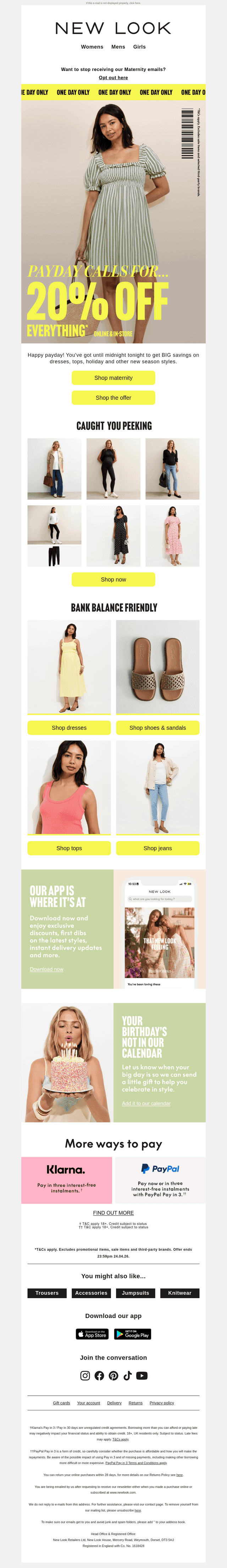 PAYDAY TREAT: 20% off everything
