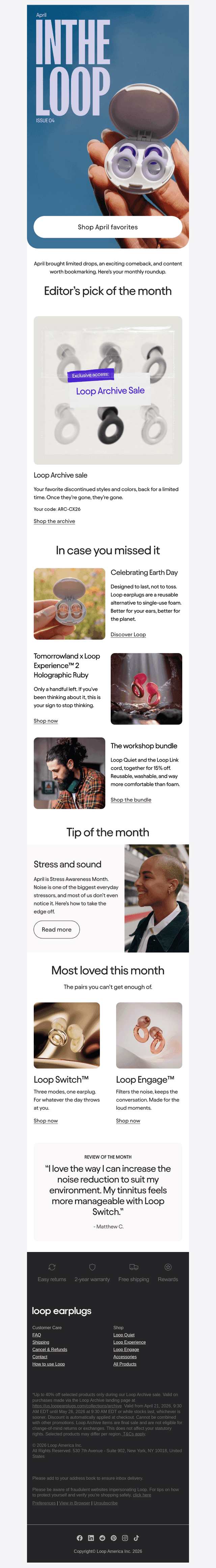 Loop Earplugs email from Fri, Apr 24, 2026