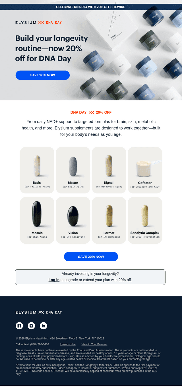 Build your longevity routine—20% off