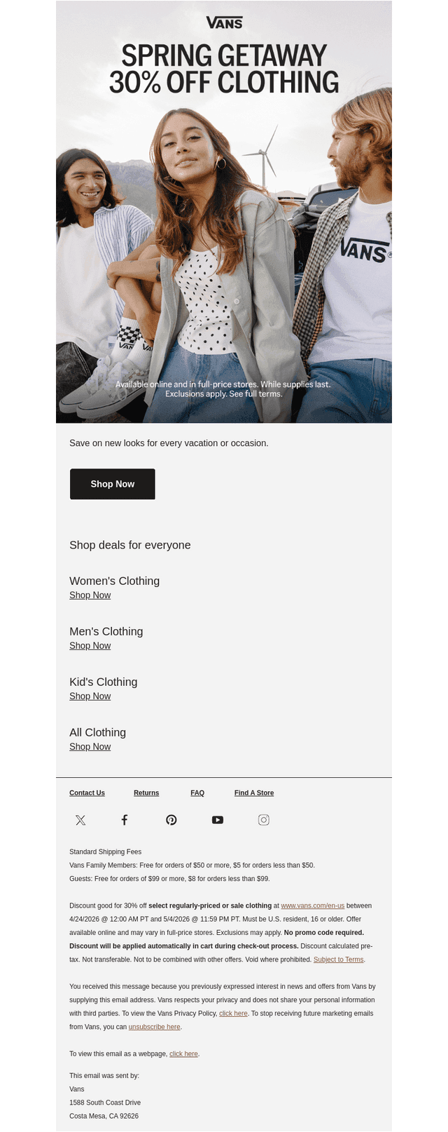 It’s here: Get 30% off all clothing