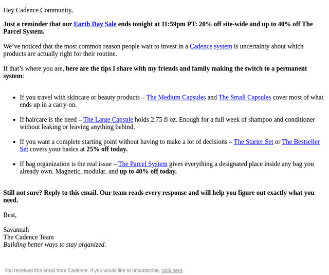 Cadence email from Fri, Apr 24, 2026