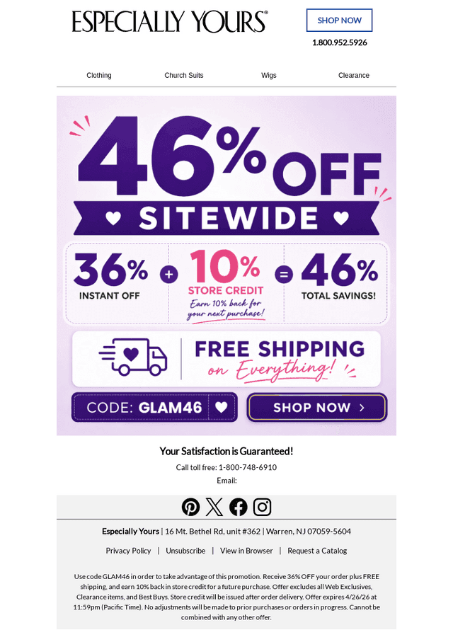 Still Live: 46% OFF Sitewide + FREE Shipping