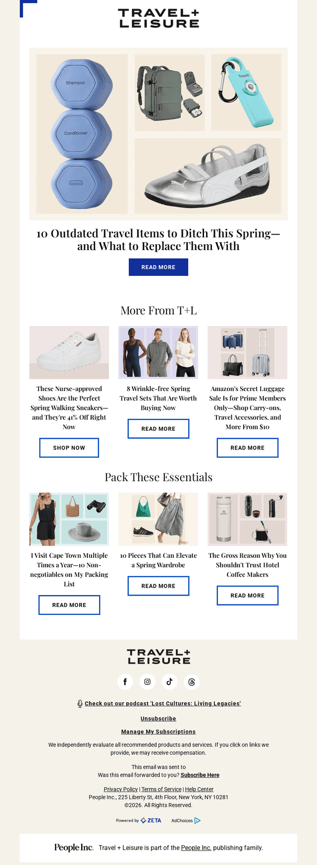 Travel + Leisure email from Sat, Apr 25, 2026