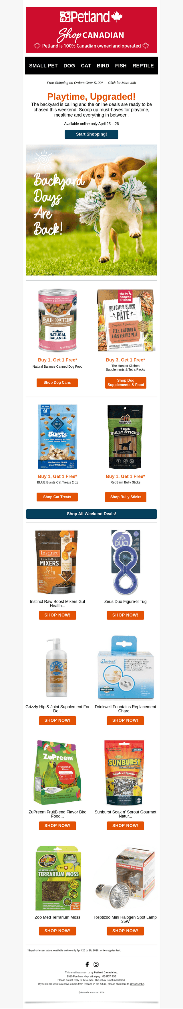 Petland Canada email from Sun, Apr 26, 2026