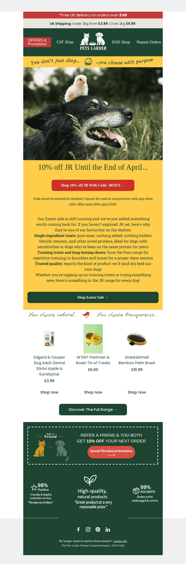The Pets Larder email from Sun, Apr 26, 2026