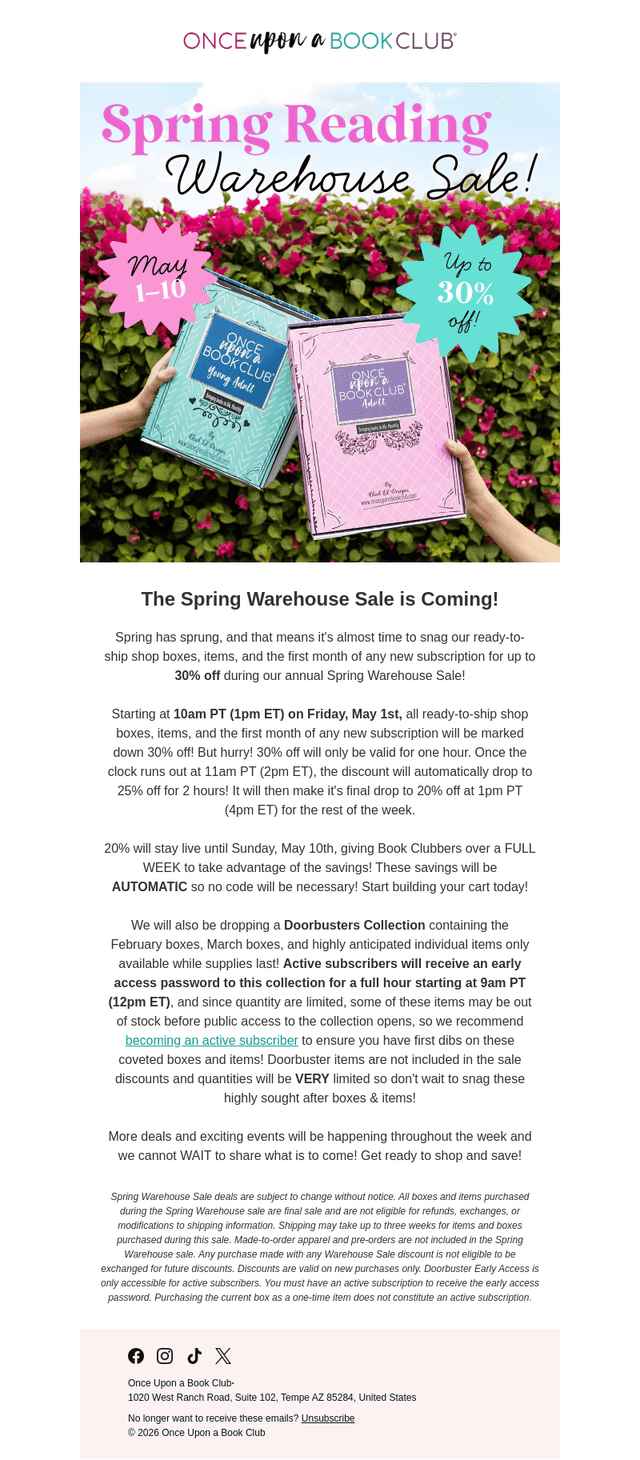 Once Upon A Book Club email from Sun, Apr 26, 2026