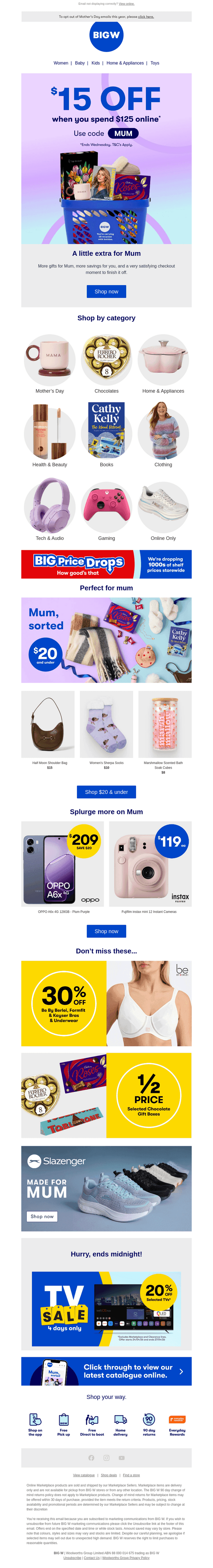 $15 OFF when you spend $125+ 🎉