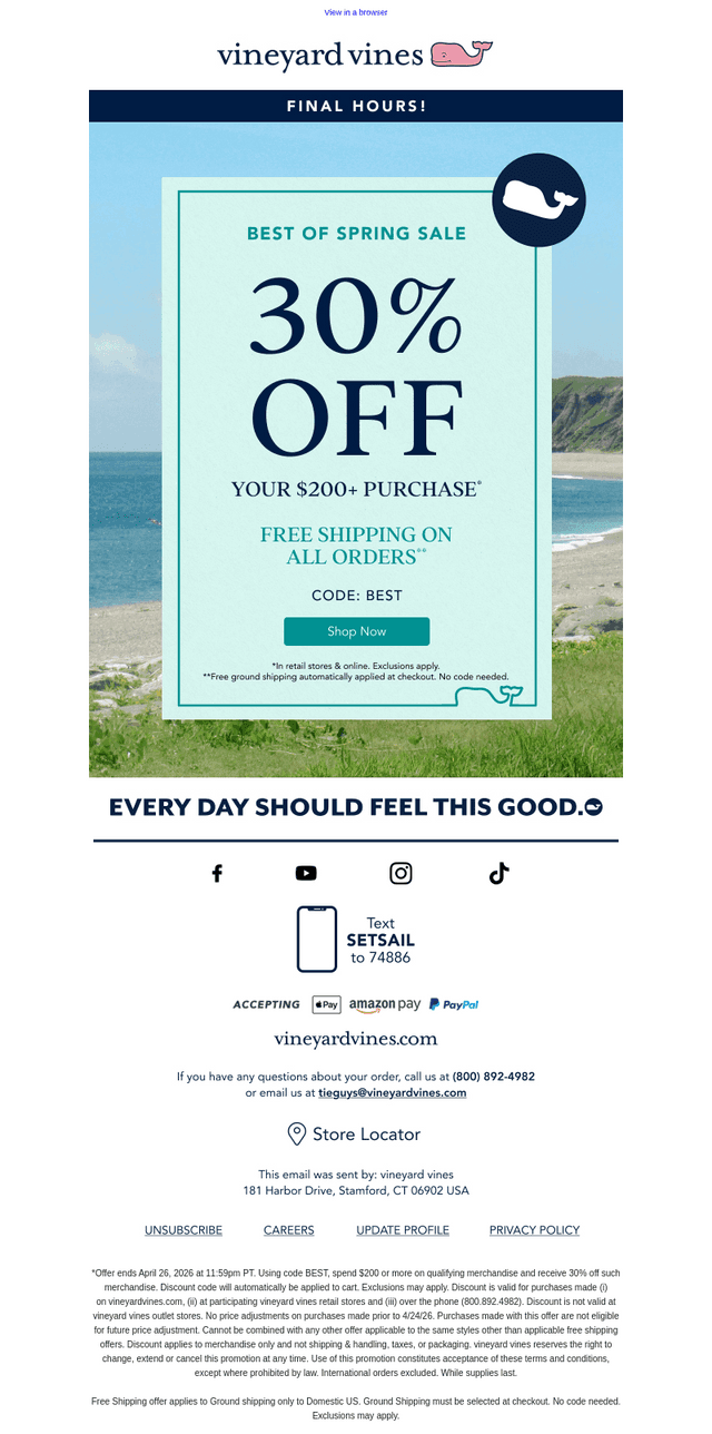 ENDS TONIGHT: 30% OFF Your $200+ Purchase