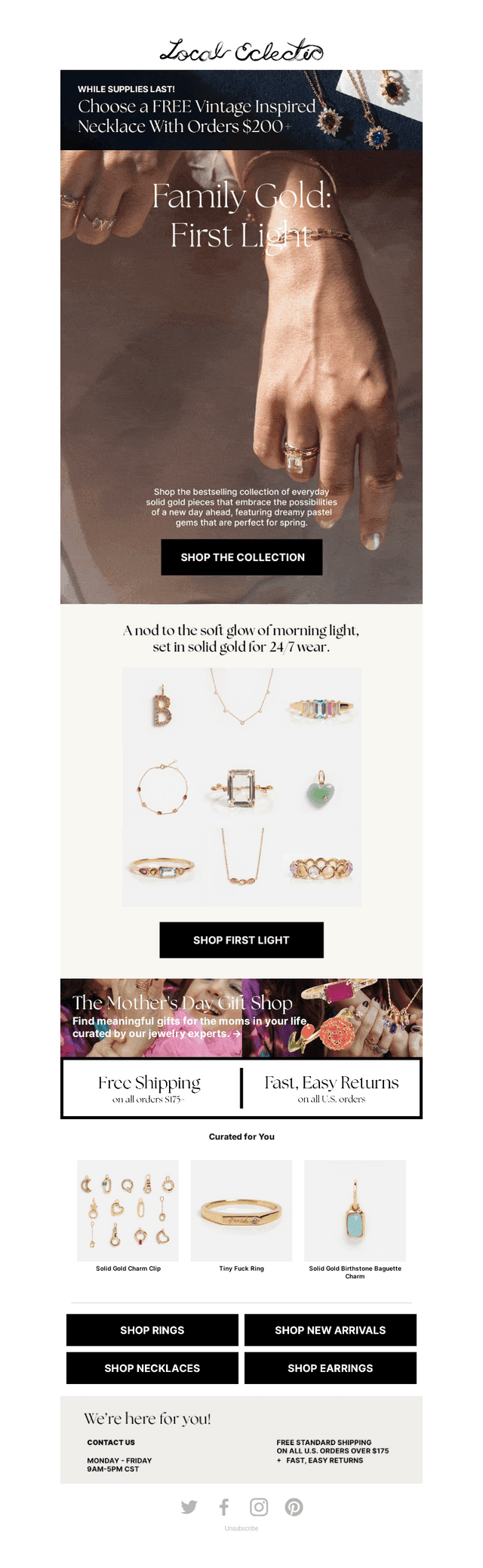 Pastel gems set in solid gold