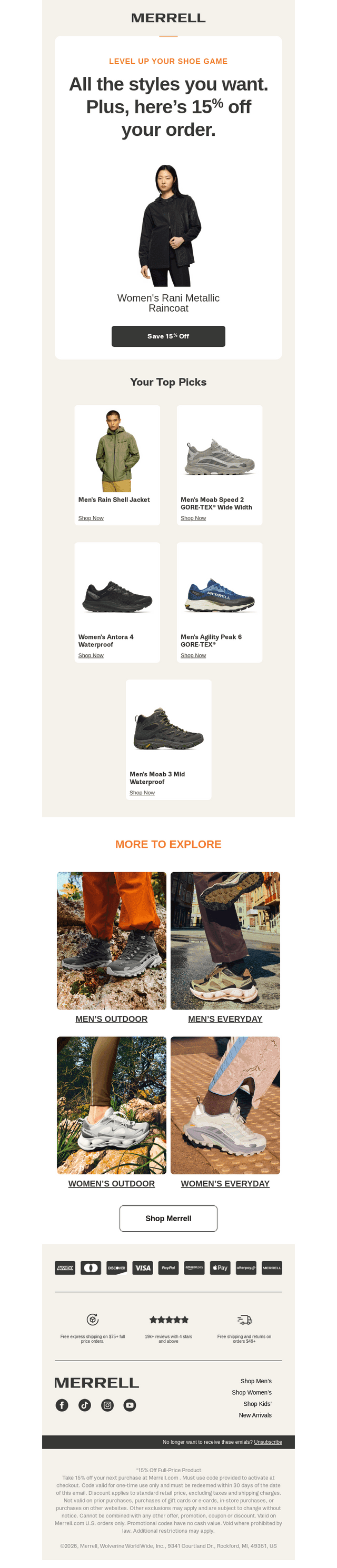 Take a Hike. You've Got 15% Off.