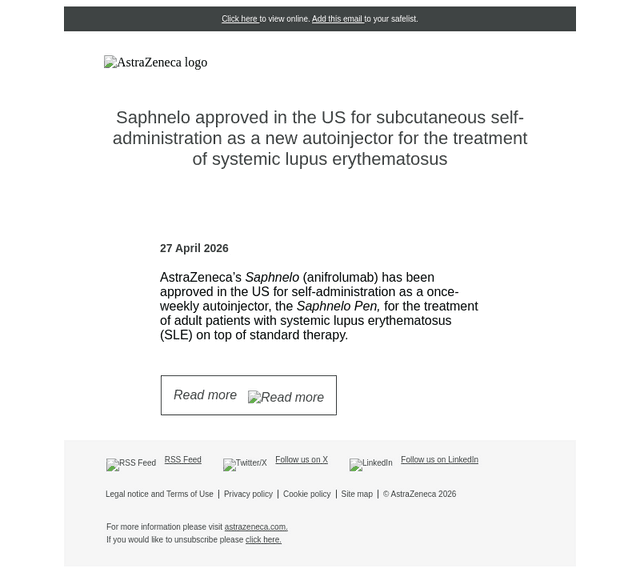 Saphnelo self-administration approved in the US