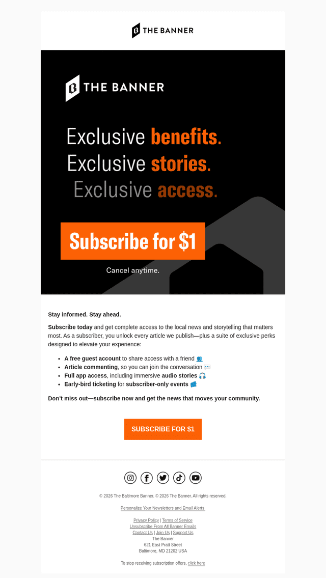Subscribe today for $1. No catch.